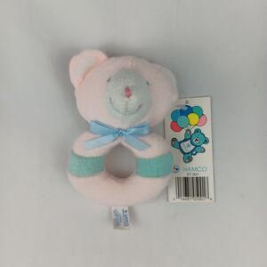 Hamco Pink Plush Bear Rattle Pastel Terrycloth 5 Inch Has Original Tags Vintage